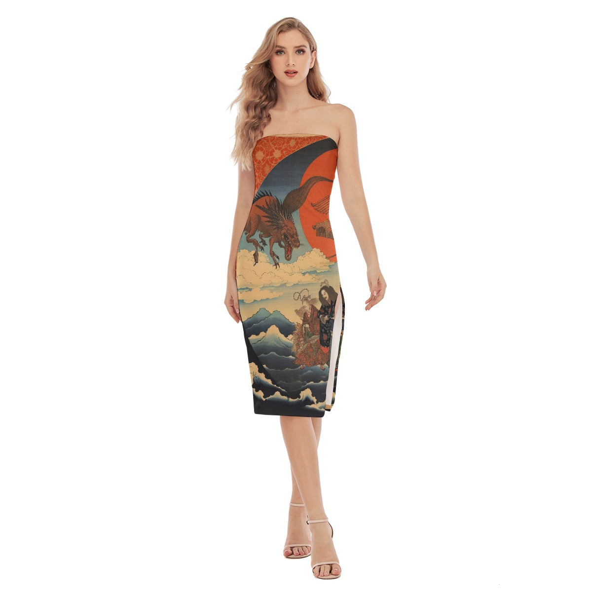 All-Over Print Women's Side Split Tube Top Dress