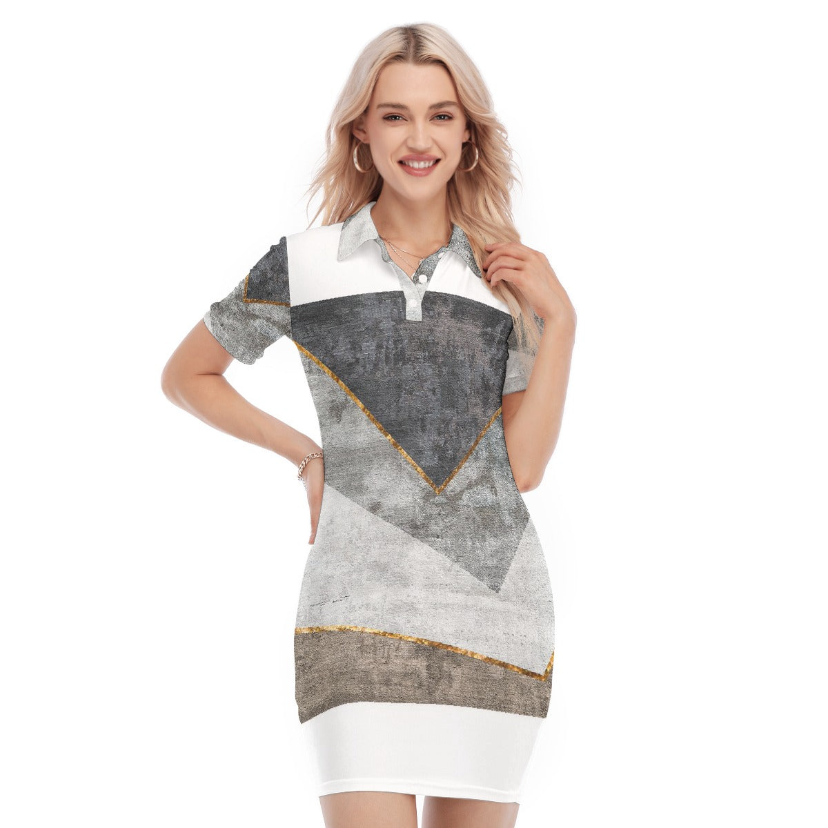 All-Over Print Women's Polo Collar Dress