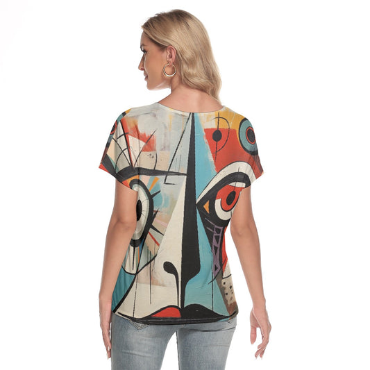 All-Over Print Women's Loose V-neck Short Sleeve T-shirt