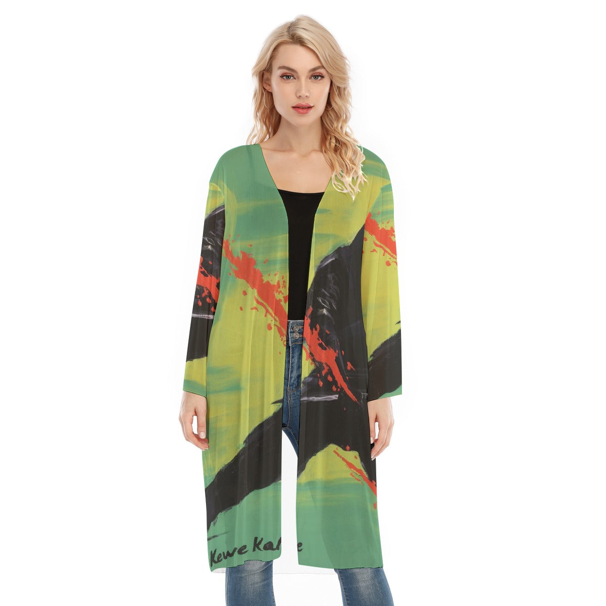 All- Over Print Women's Long Sleeve Mesh Cardigan