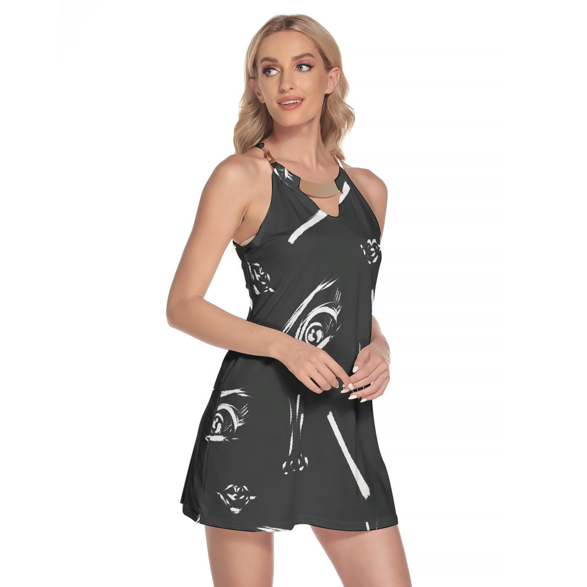 All-Over Print Women's Round Neck Above Knee Dress