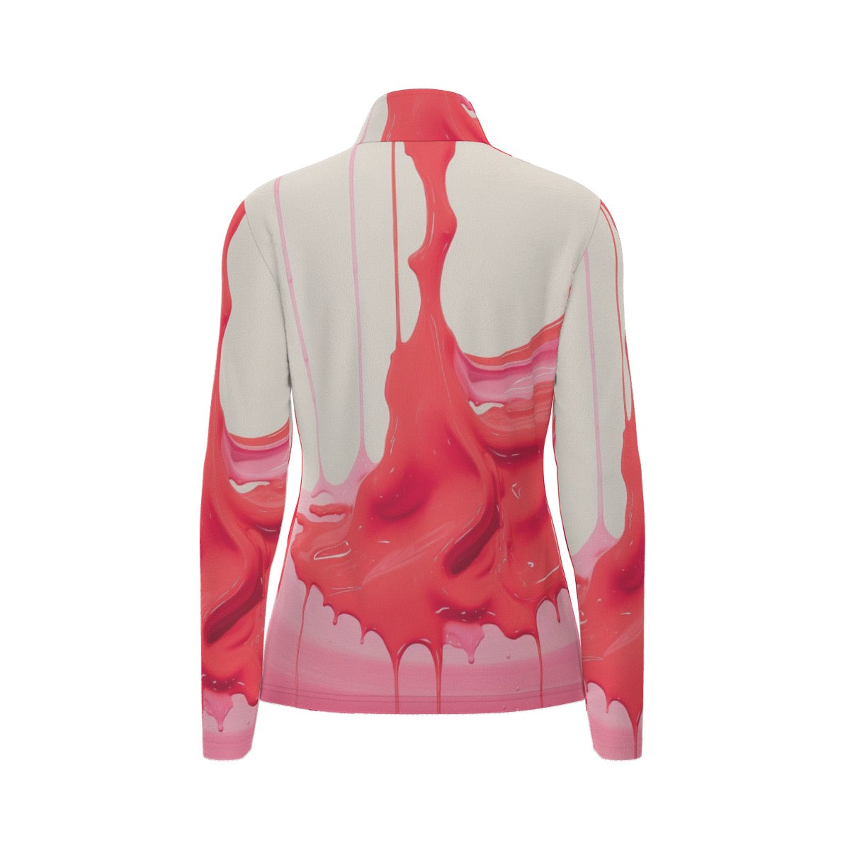 All-Over Print Women's Sports Collar Jersey With Long Sleeve