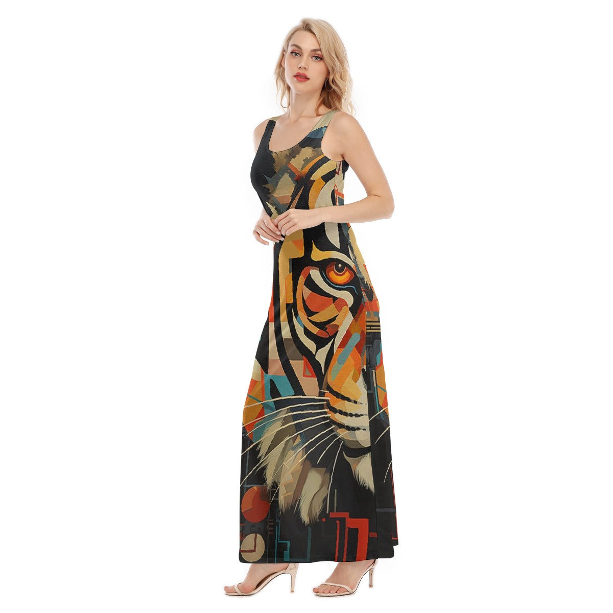 All-Over Print Women's Vest Dress | Length To Ankle