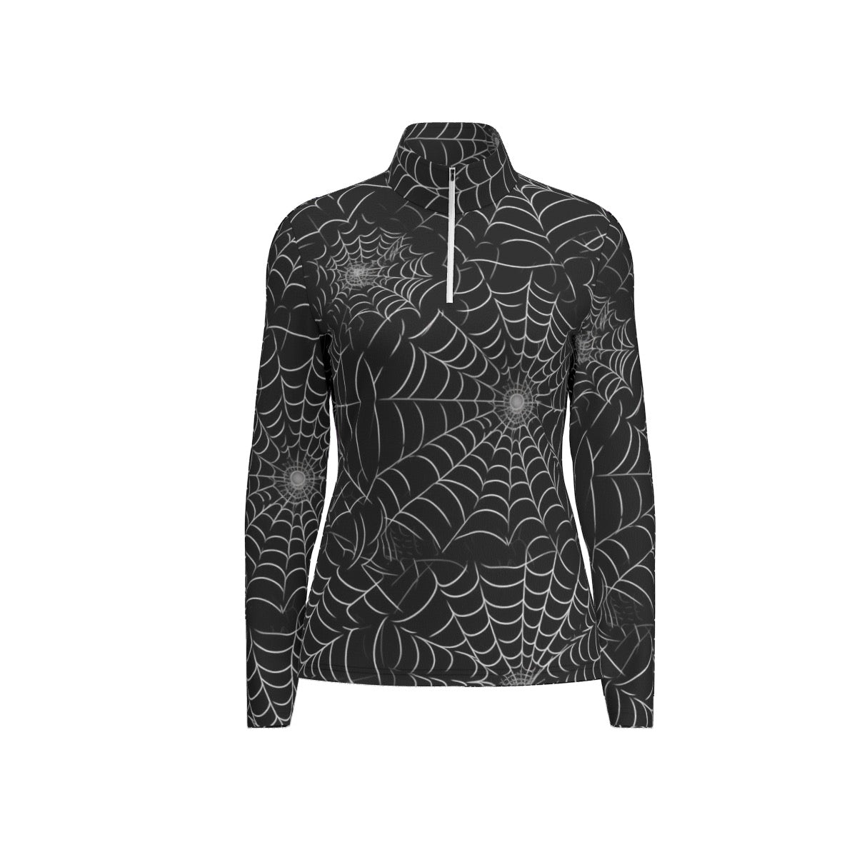 All-Over Print Women's Sports Collar Jersey With Long Sleeve