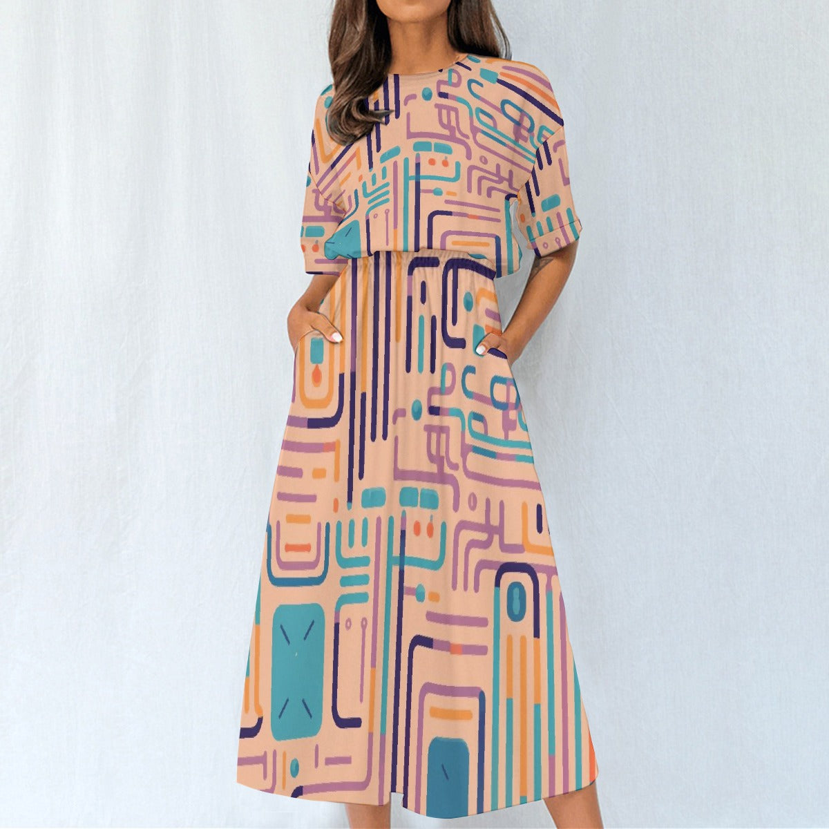 All-Over Print Women's Elastic Waist Dress