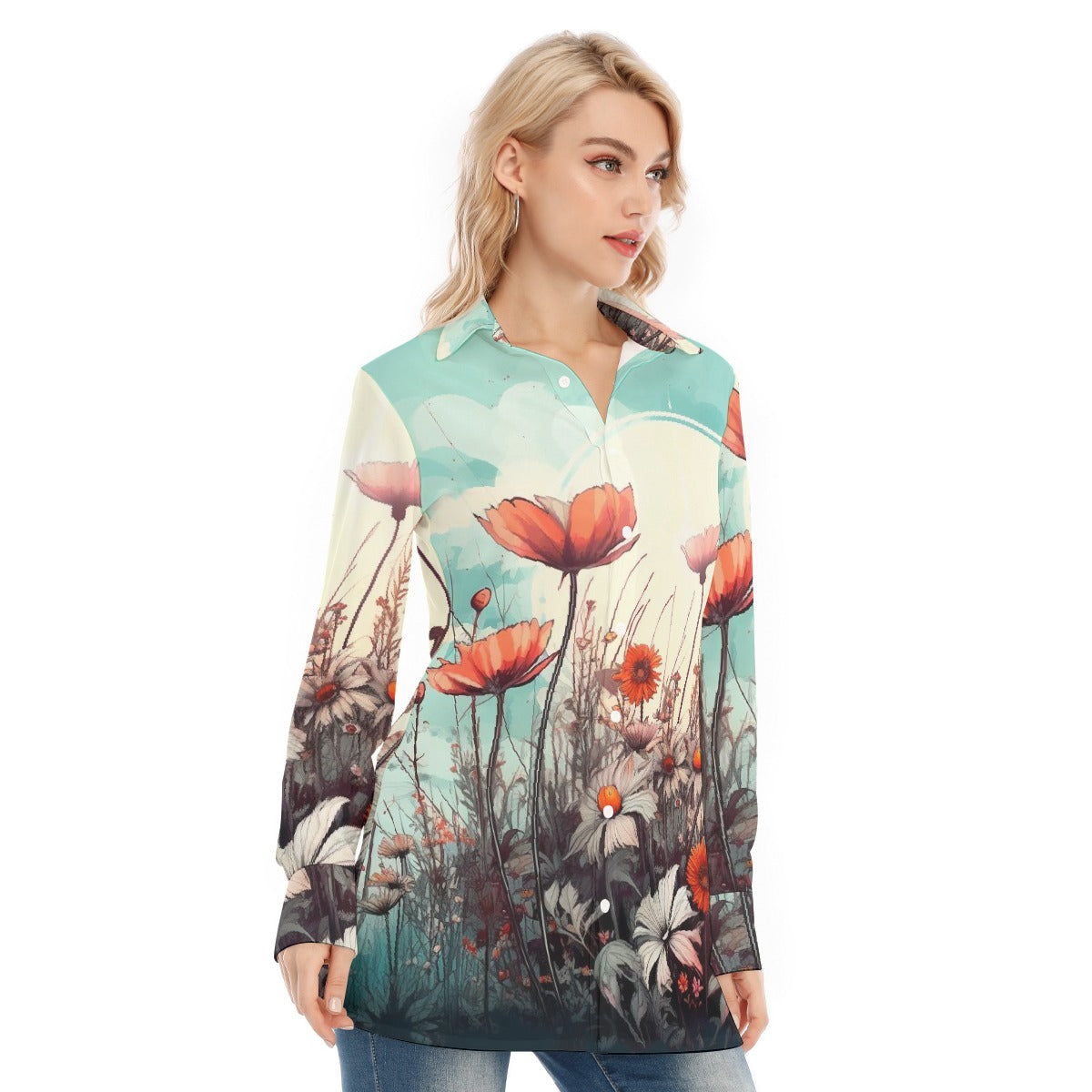 All-Over Print Women's Long Shirt