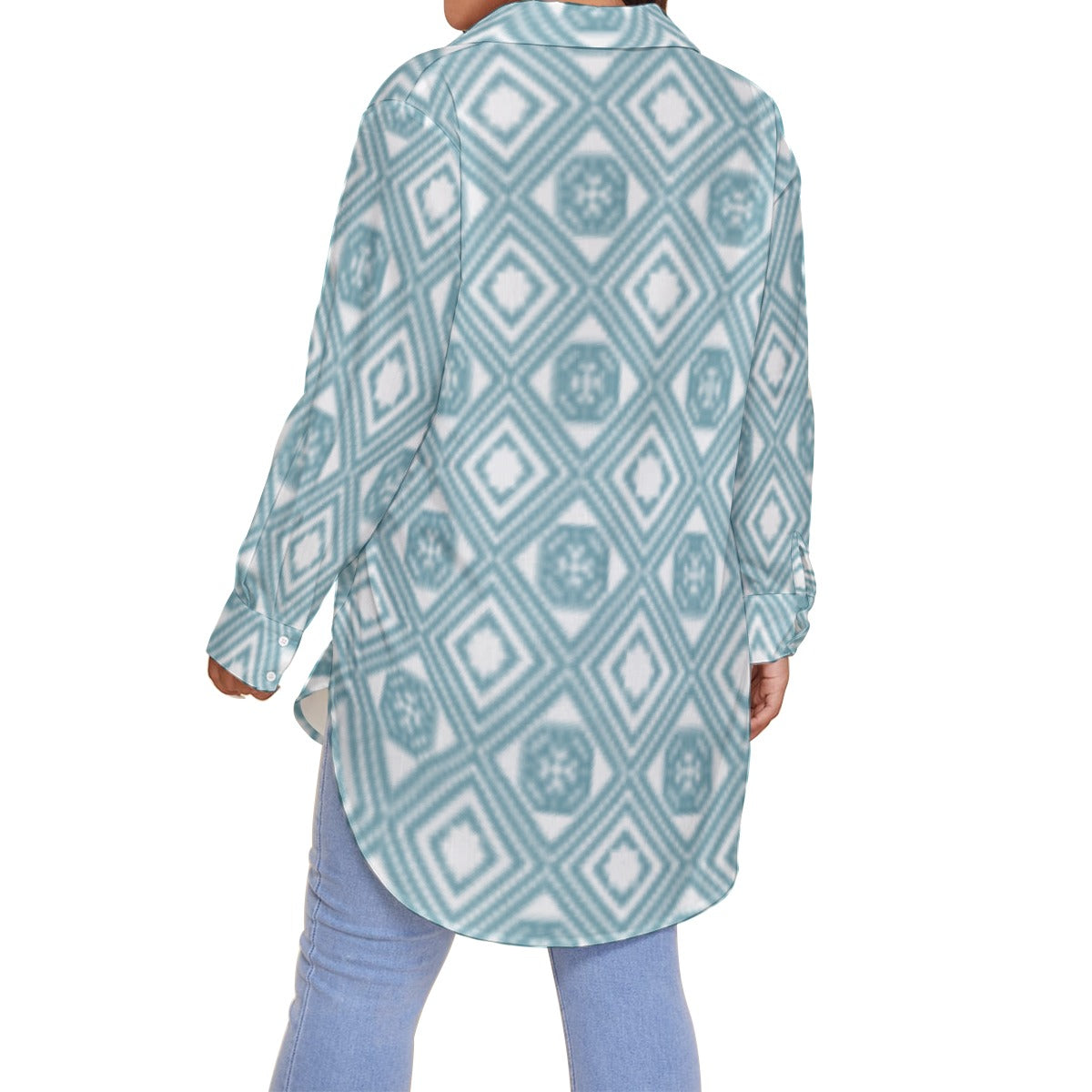 All-Over Print Women's Shirt With Long Sleeve(Plus Size)