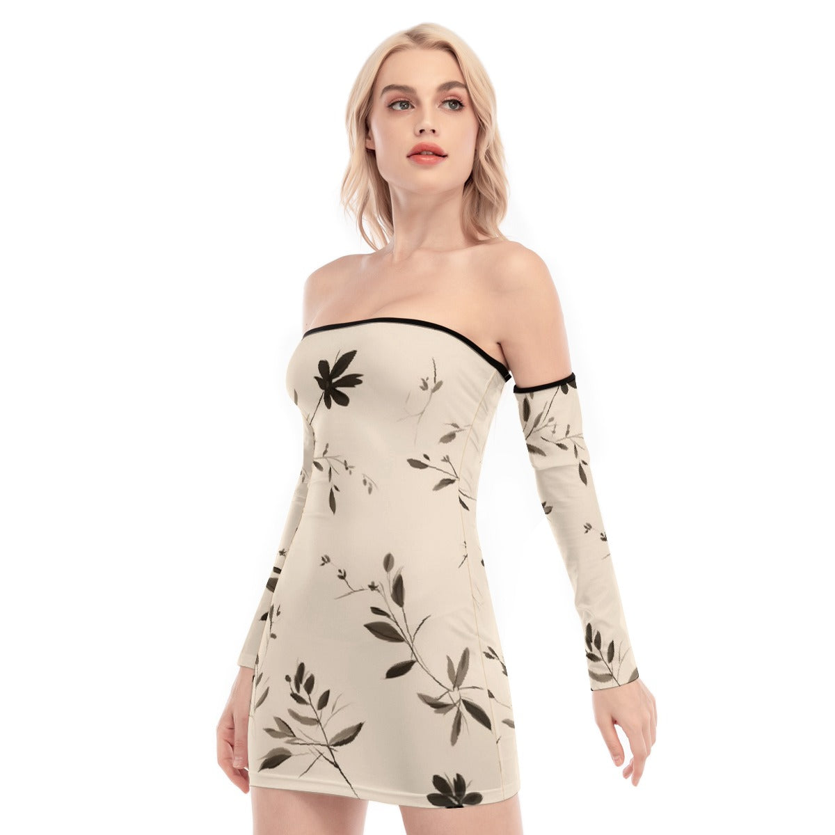 All-Over Print Women's Off-shoulder Back Lace-up Dress