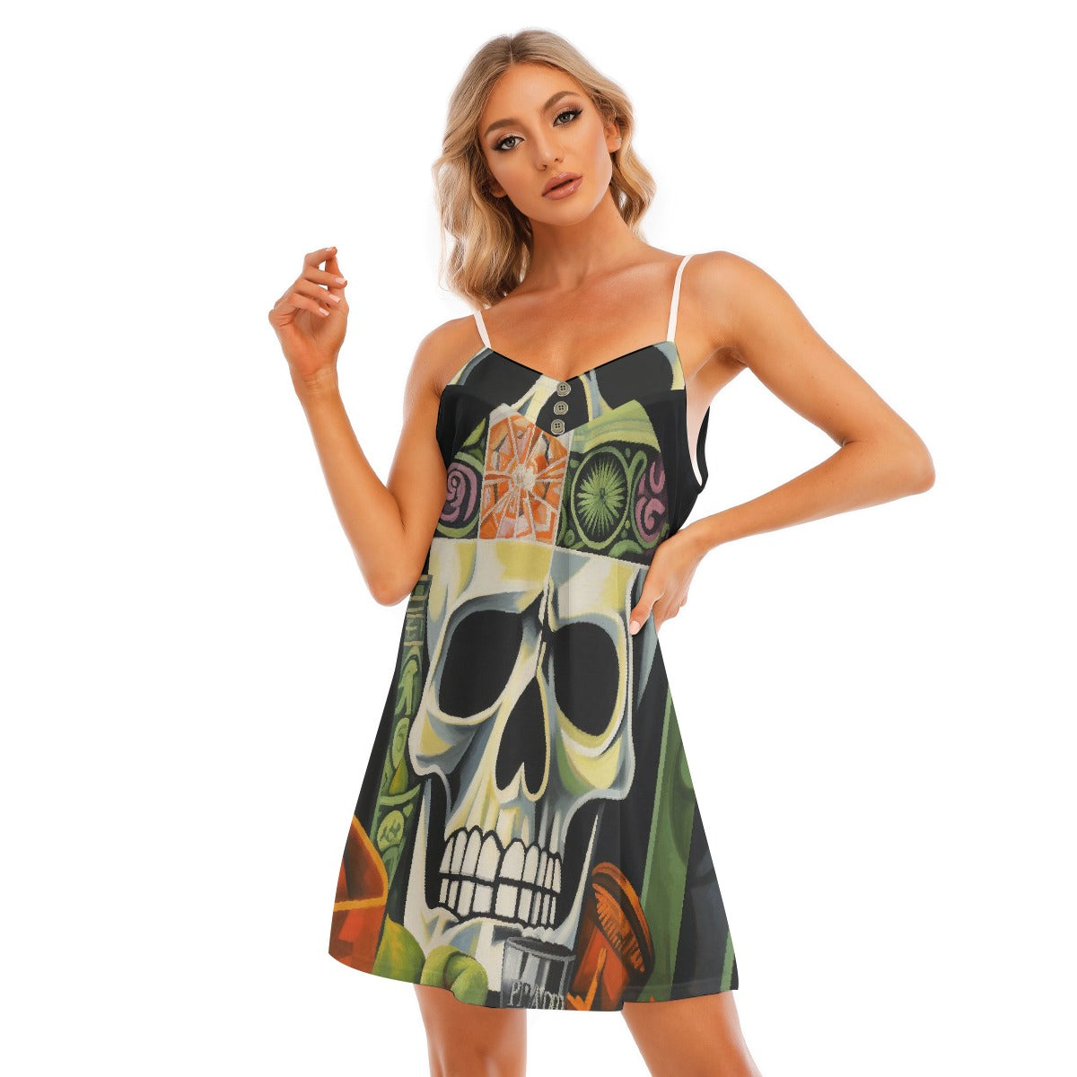 All-Over Print Women's V-neck Cami Dress