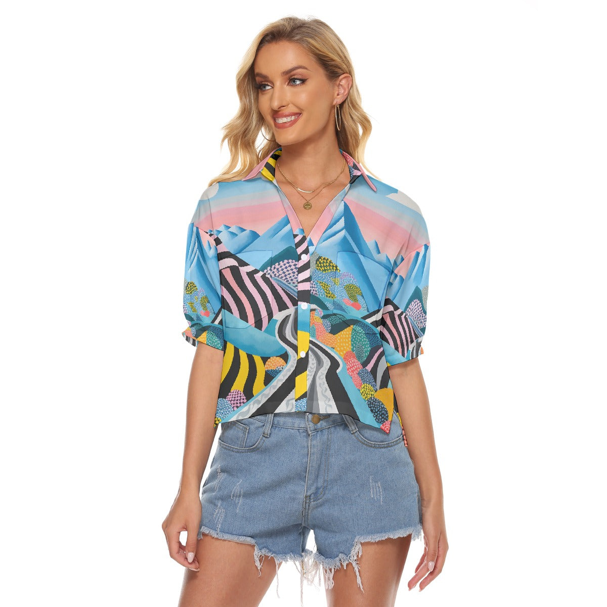 All-Over Print Women's V-neck Shirts