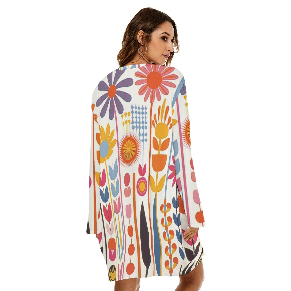 All-Over Print  Women's Loose Crew Neck Dress