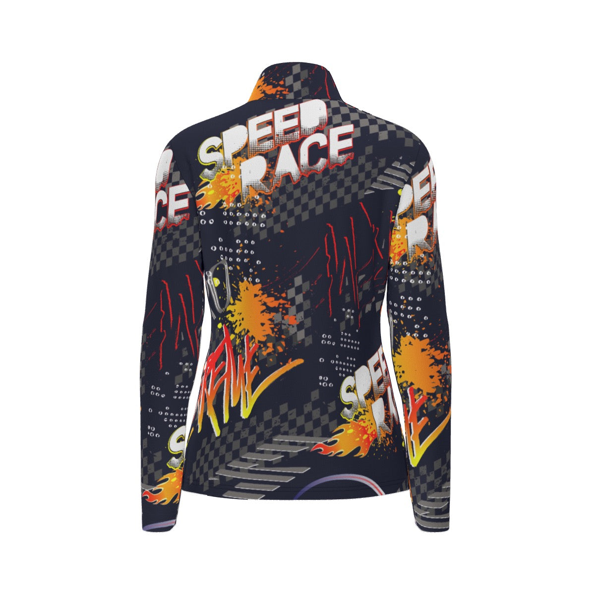 All-Over Print Women's Sports Collar Jersey With Long Sleeve