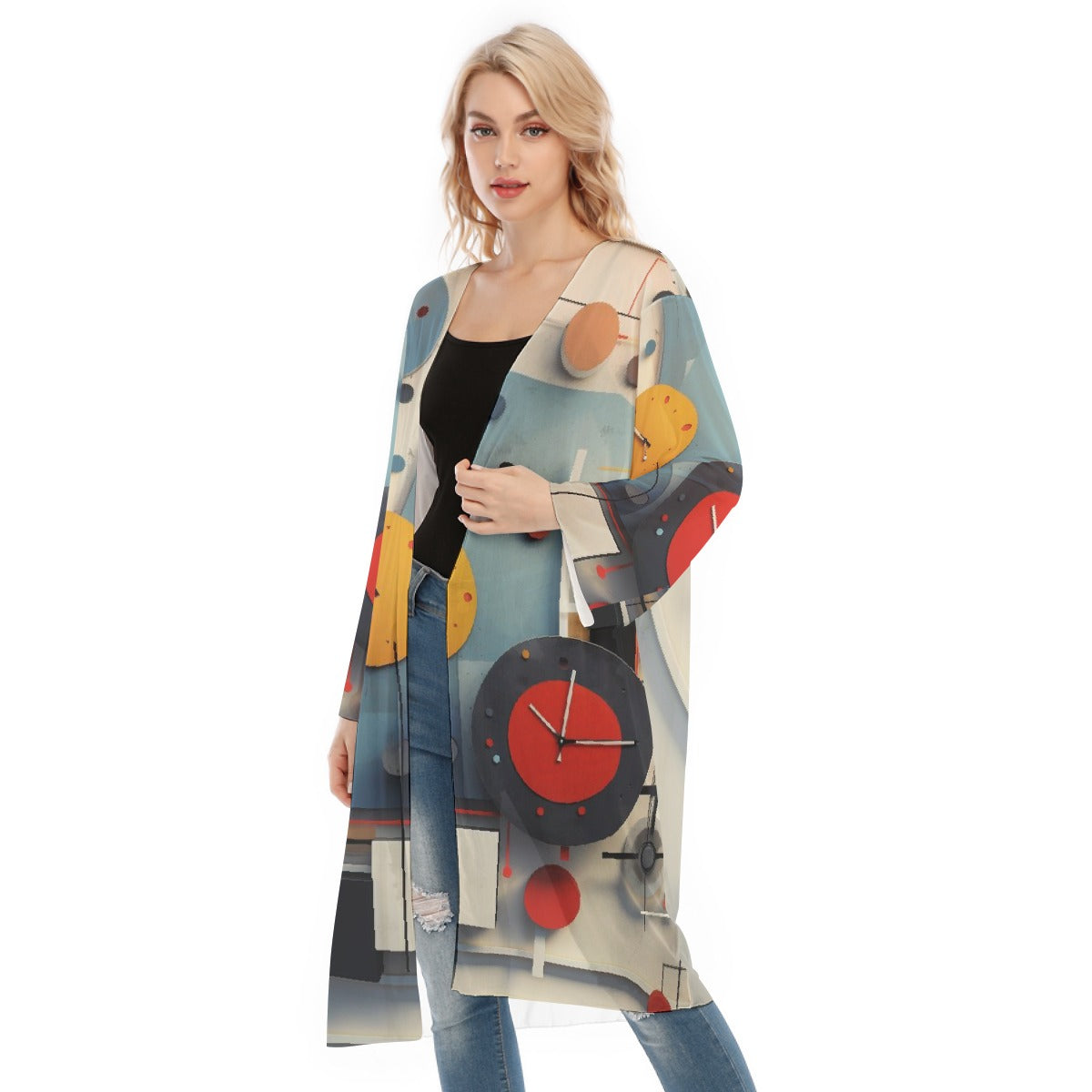 All- Over Print Women's Long Sleeve Mesh Cardigan