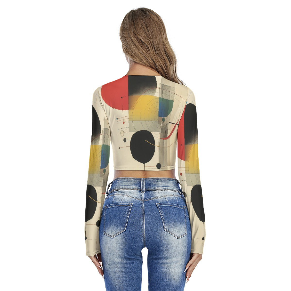 All-Over Print Women's Round Neck Crop Top T-Shirt