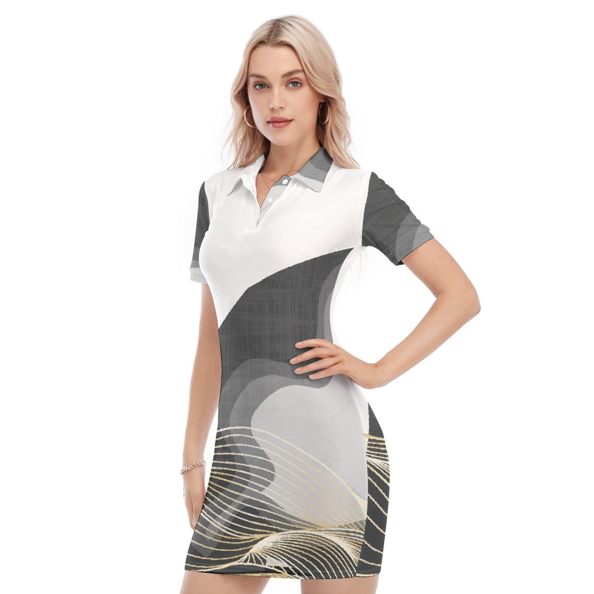 All-Over Print Women's Polo Collar Dress