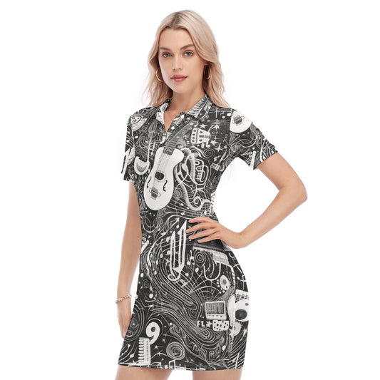 All-Over Print Women's Polo Collar Dress