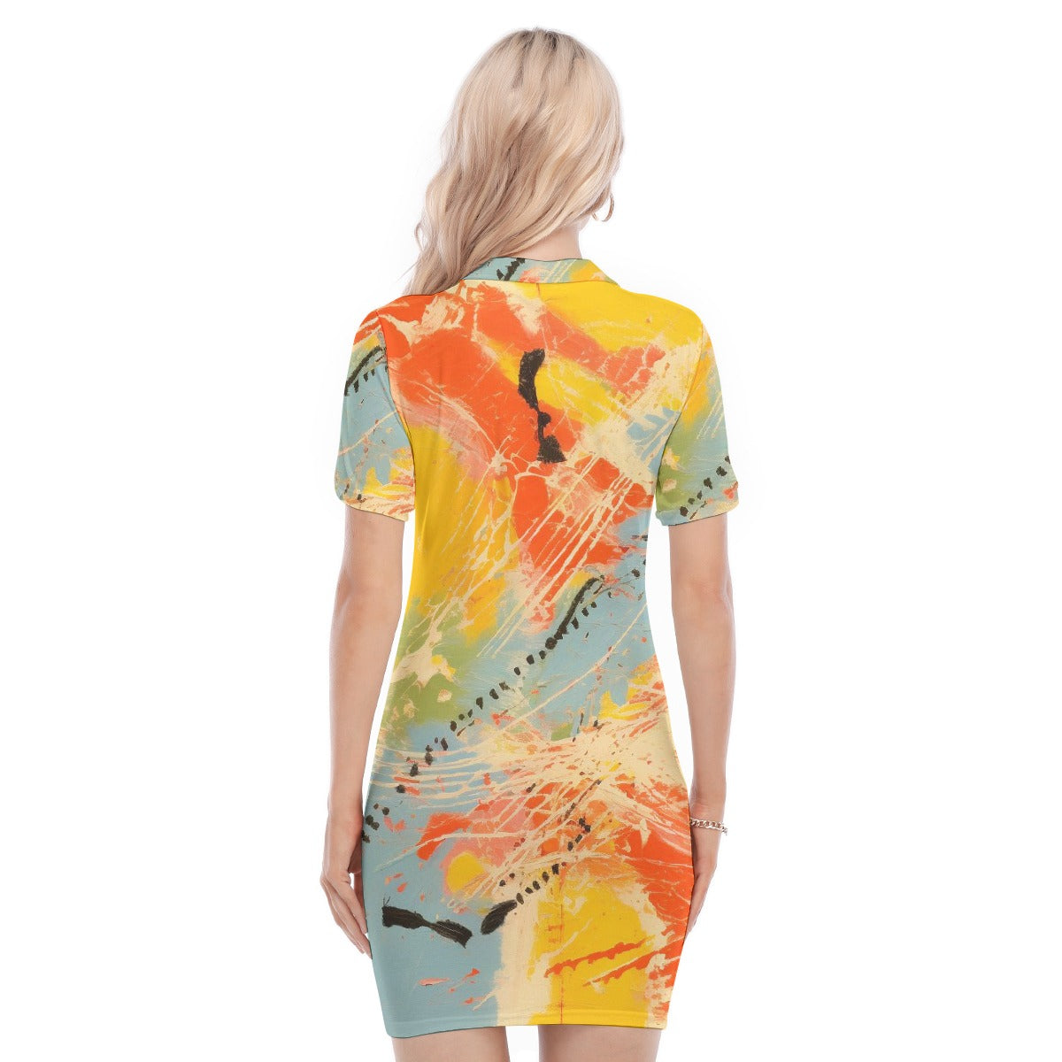 All-Over Print Women's Polo Collar Dress