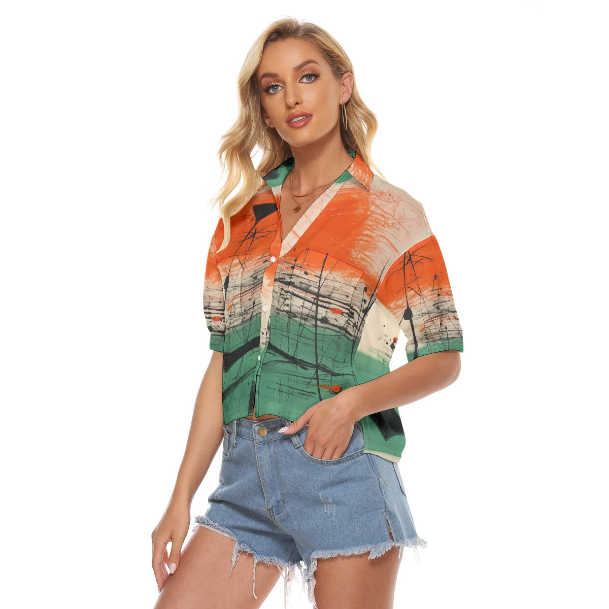 All-Over Print Women's V-neck Shirts