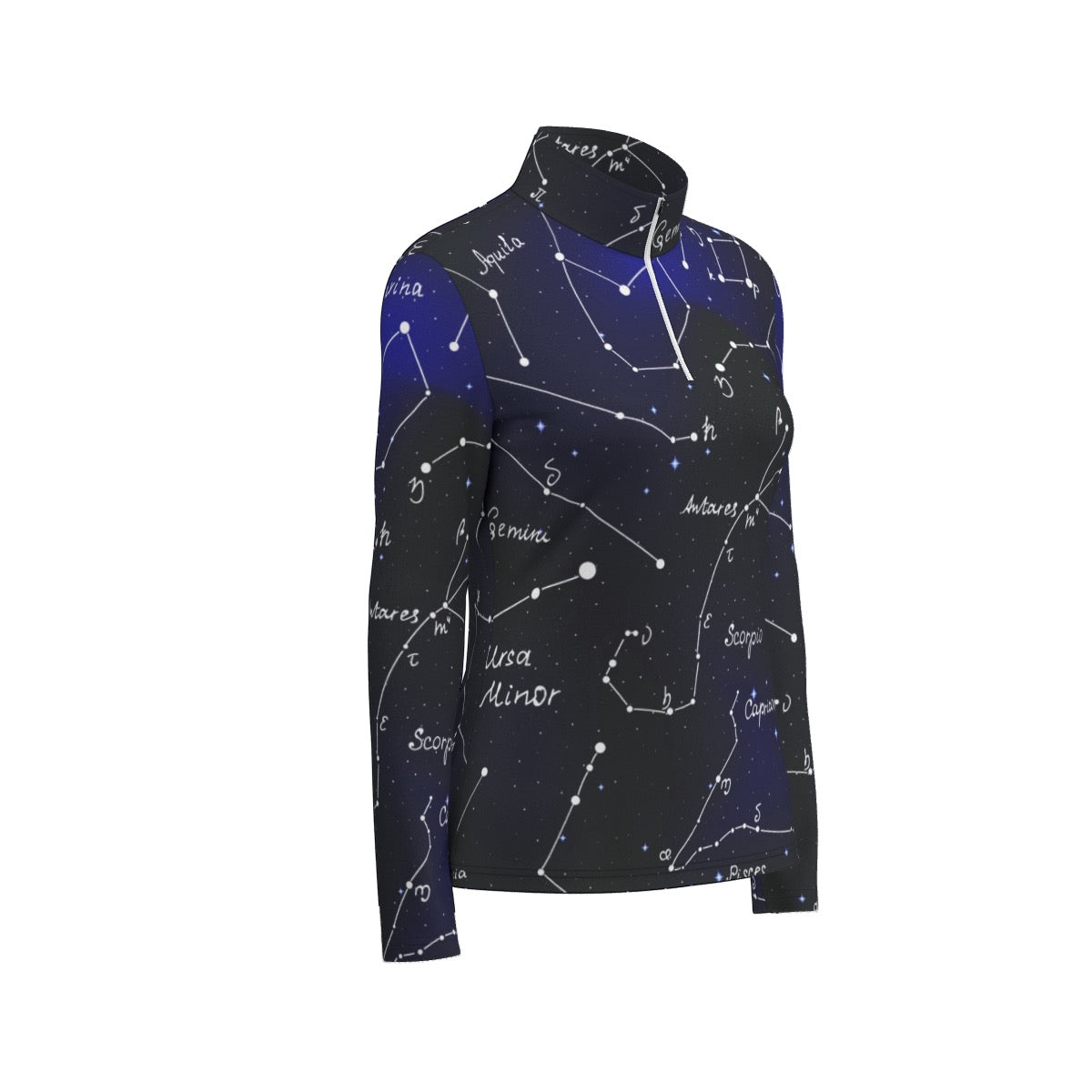 All-Over Print Women's Sports Collar Jersey With Long Sleeve