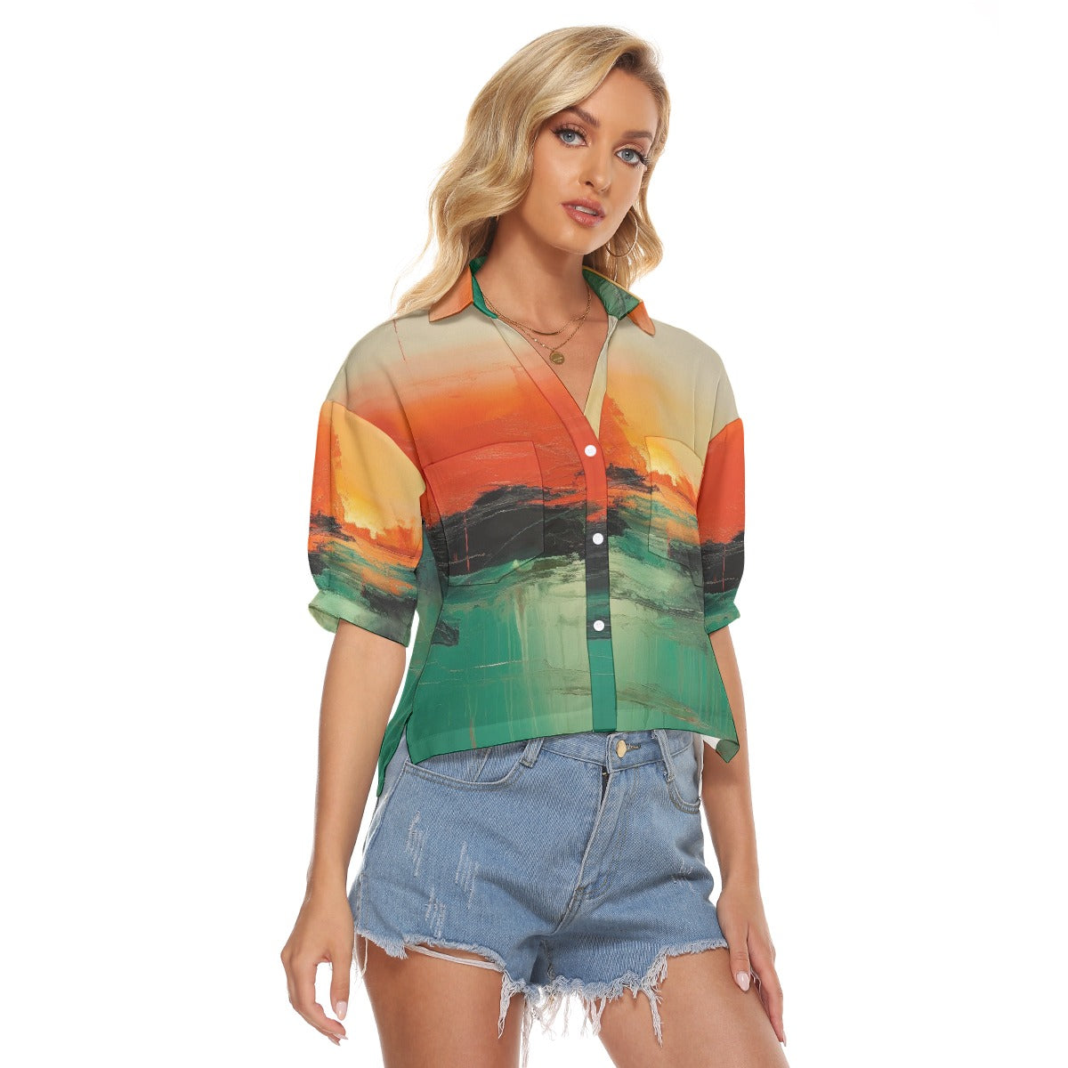 All-Over Print Women's V-neck Shirts