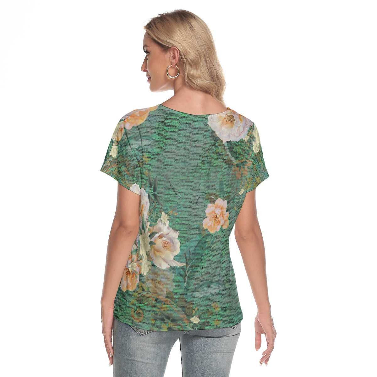 All-Over Print Women's Loose V-neck Short Sleeve T-shirt