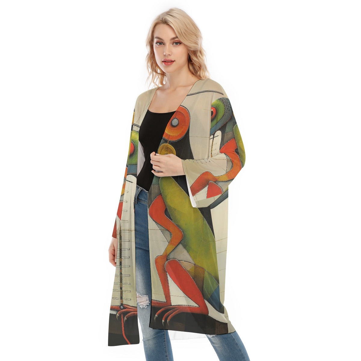 All- Over Print Women's Long Sleeve Mesh Cardigan