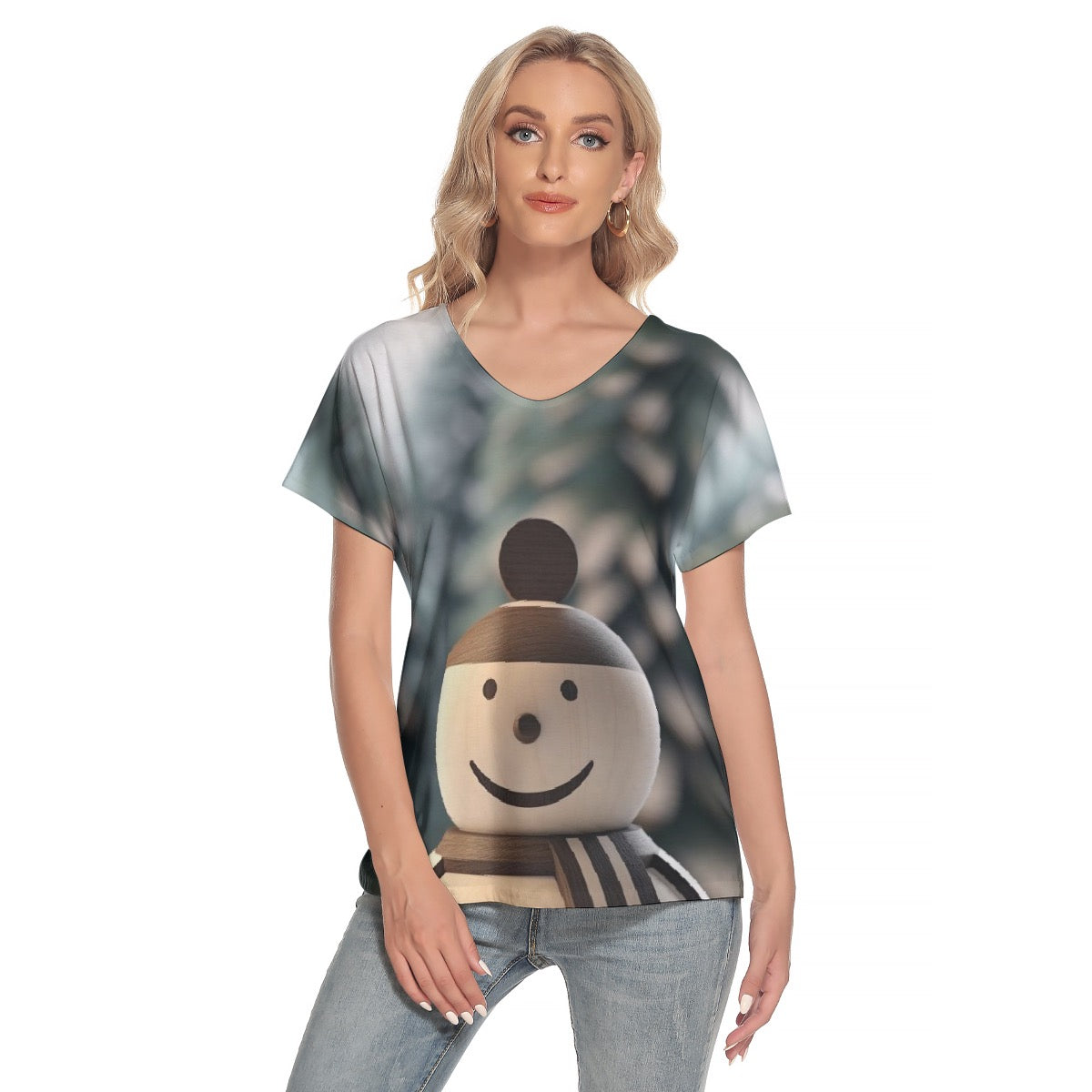 All-Over Print Women's Loose V-neck Short Sleeve T-shirt