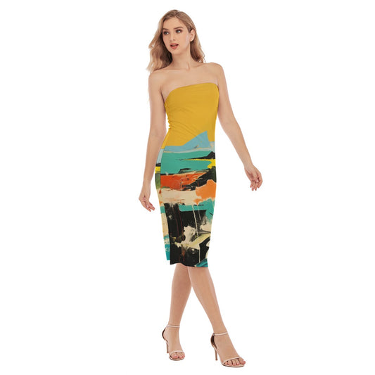 All-Over Print Women's Side Split Tube Top Dress