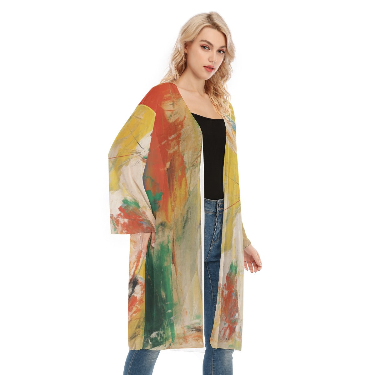 All- Over Print Women's Long Sleeve Mesh Cardigan