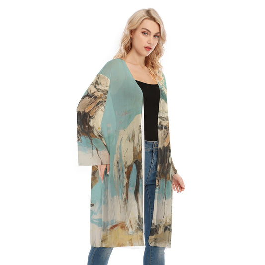 All- Over Print Women's Long Sleeve Mesh Cardigan