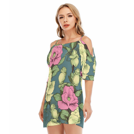 All-Over Print Women's Off-shoulder Cami Dress