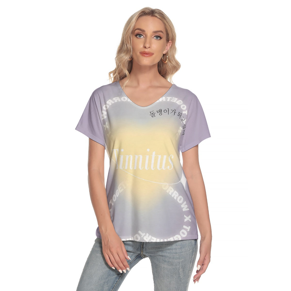 All-Over Print Women's Loose V-neck Short Sleeve T-shirt