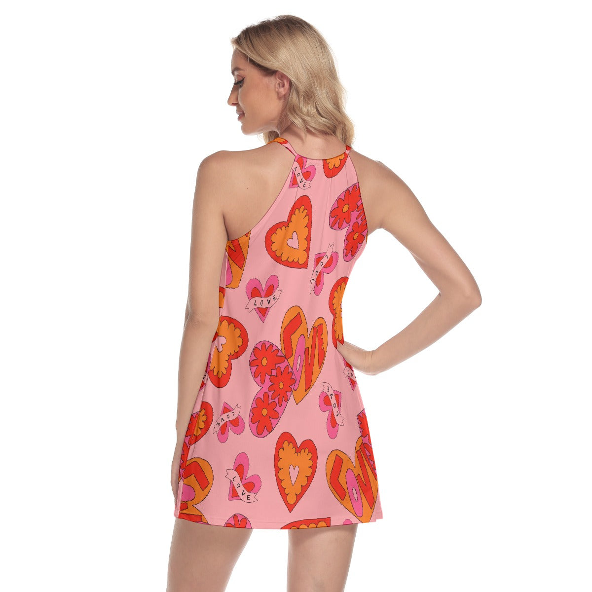 All-Over Print Women's Round Neck Above Knee Dress