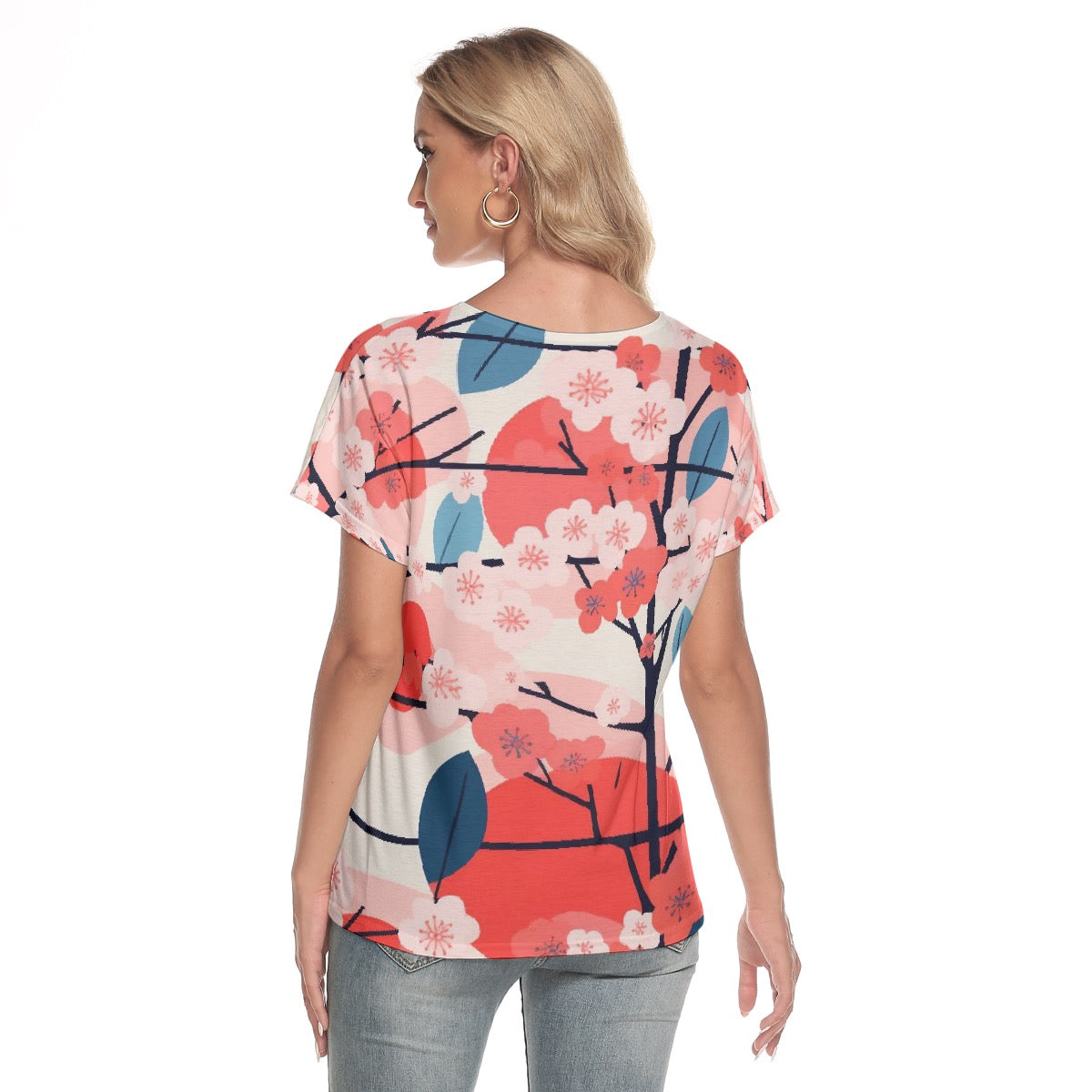 All-Over Print Women's Loose V-neck Short Sleeve T-shirt