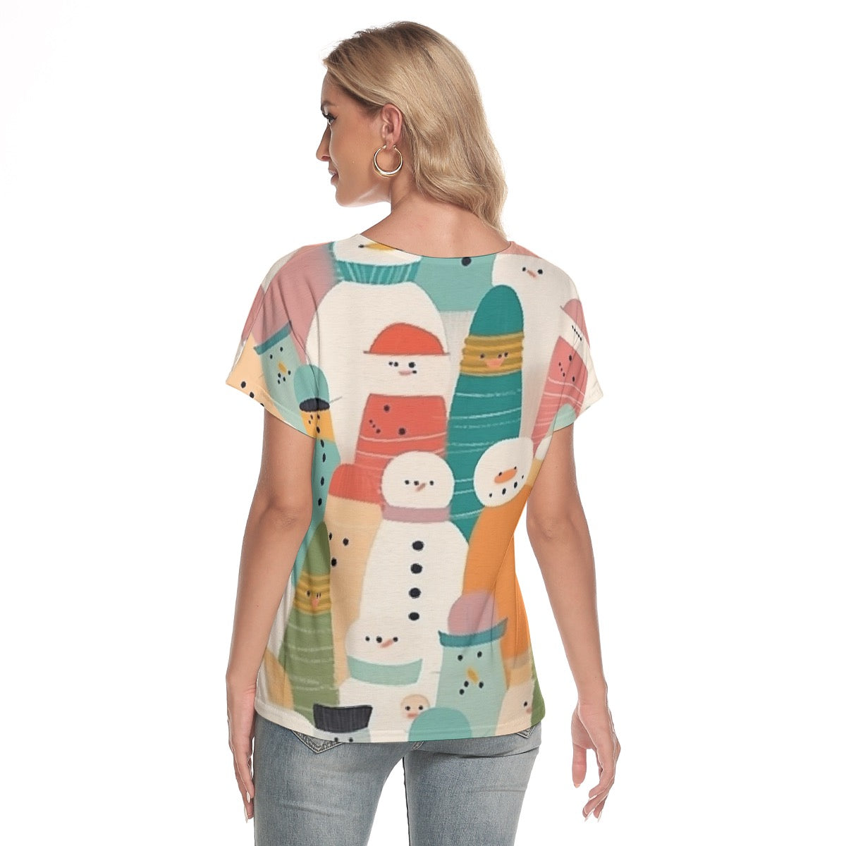 All-Over Print Women's Loose V-neck Short Sleeve T-shirt