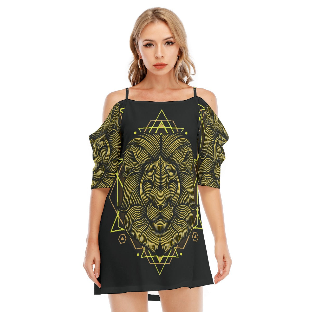 All-Over Print Women's Off-shoulder Cami Dress