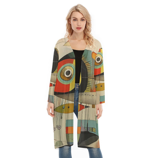 All- Over Print Women's Long Sleeve Mesh Cardigan