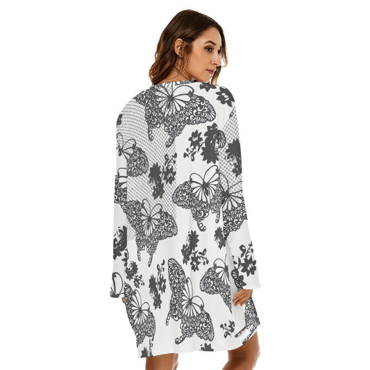 All-Over Print  Women's Loose Crew Neck Dress