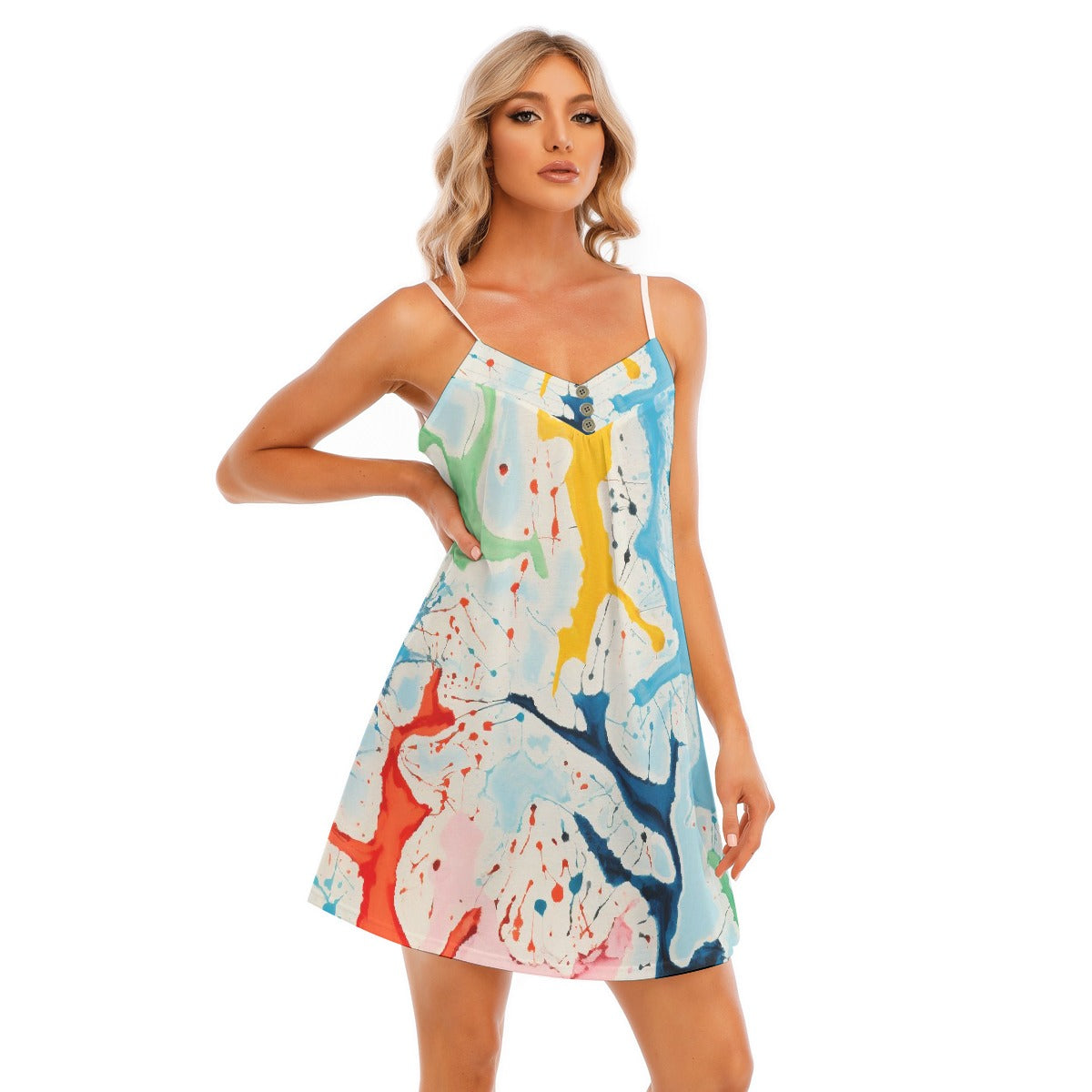 All-Over Print Women's V-neck Cami Dress