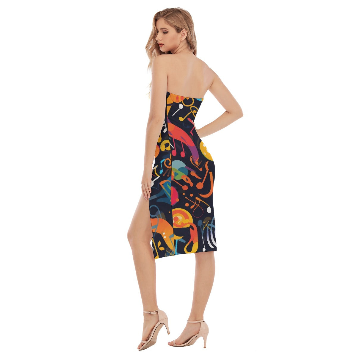 All-Over Print Women's Side Split Tube Top Dress