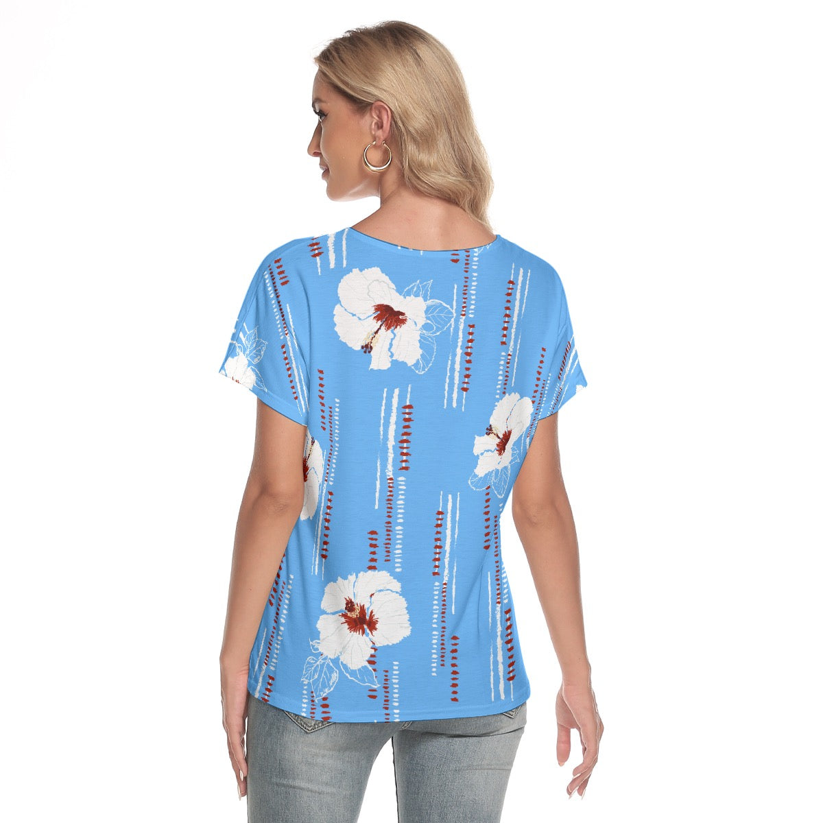 All-Over Print Women's Loose V-neck Short Sleeve T-shirt