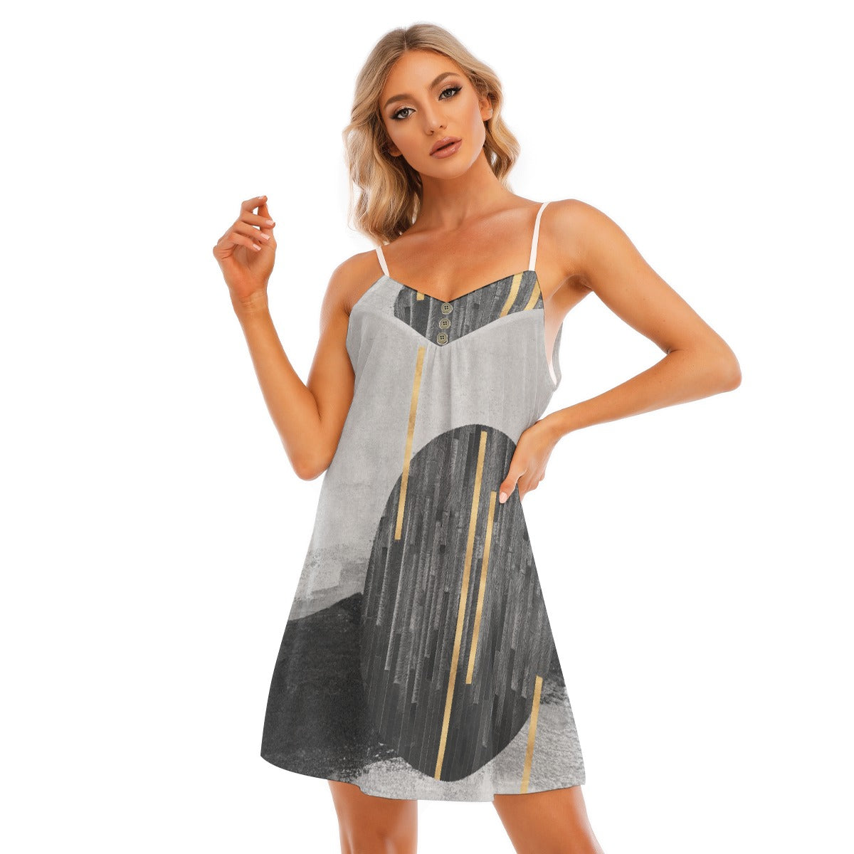 All-Over Print Women's V-neck Cami Dress