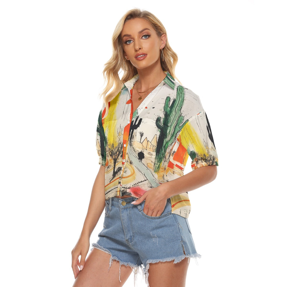 All-Over Print Women's V-neck Shirts