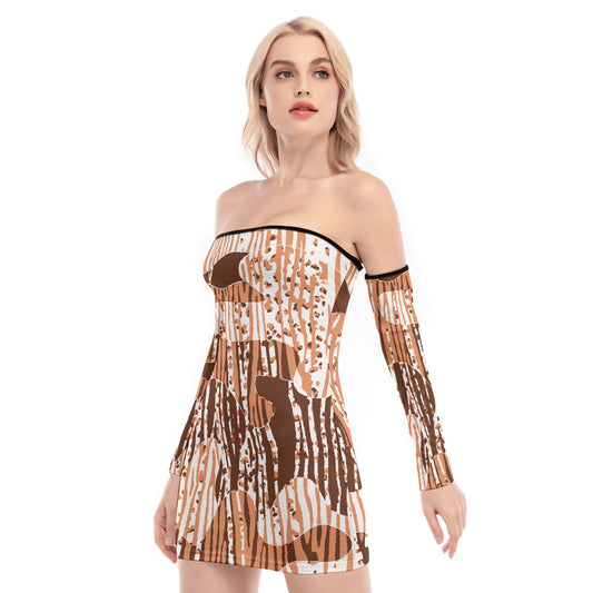 All-Over Print Women's Off-shoulder Back Lace-up Dress