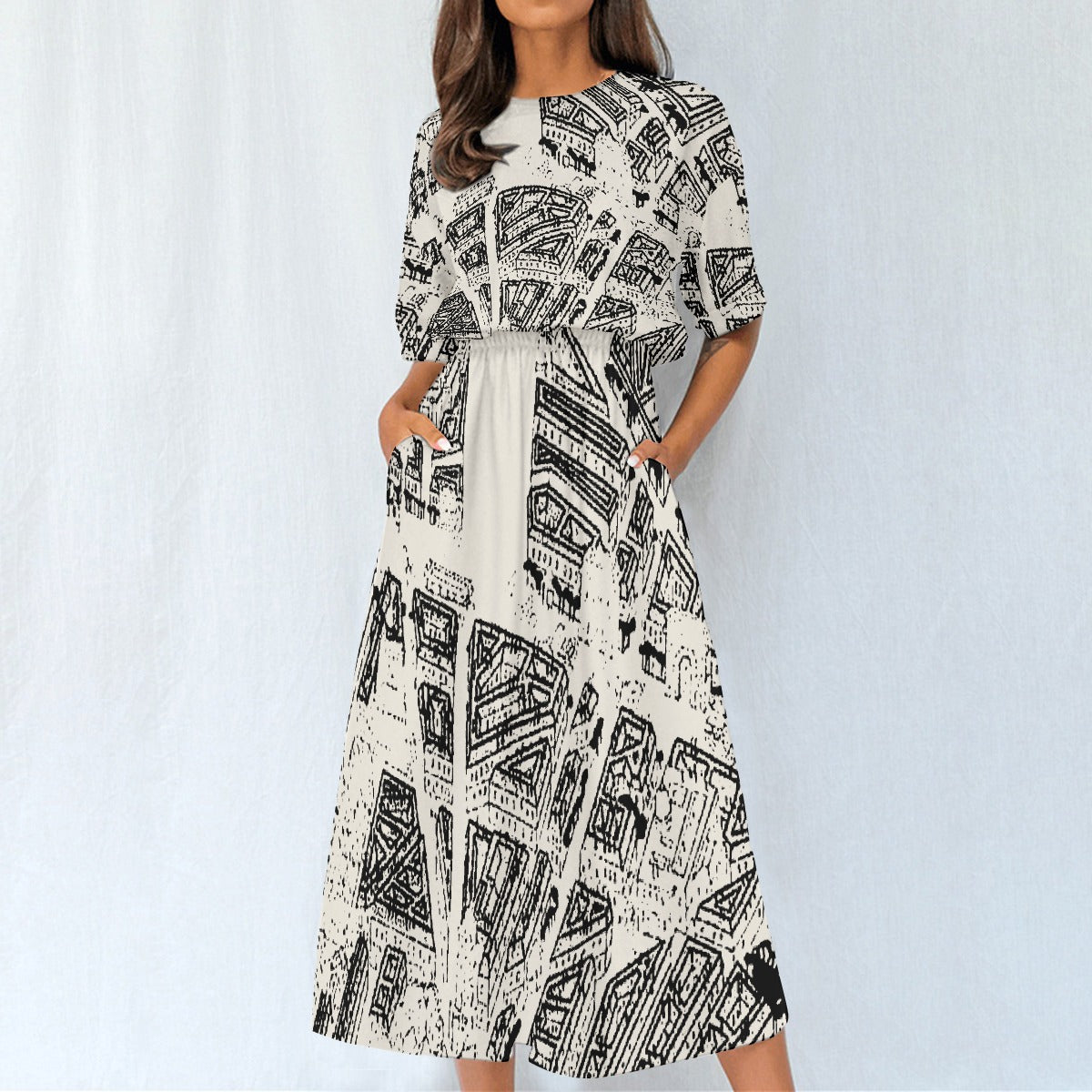 All-Over Print Women's Elastic Waist Dress