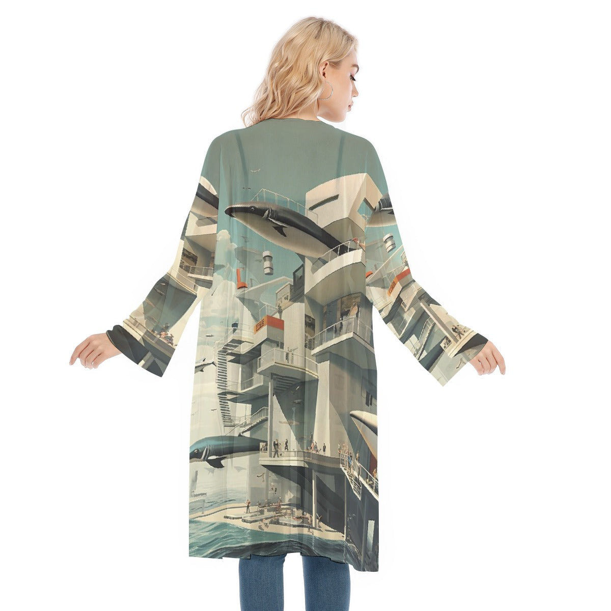 All- Over Print Women's Long Sleeve Mesh Cardigan