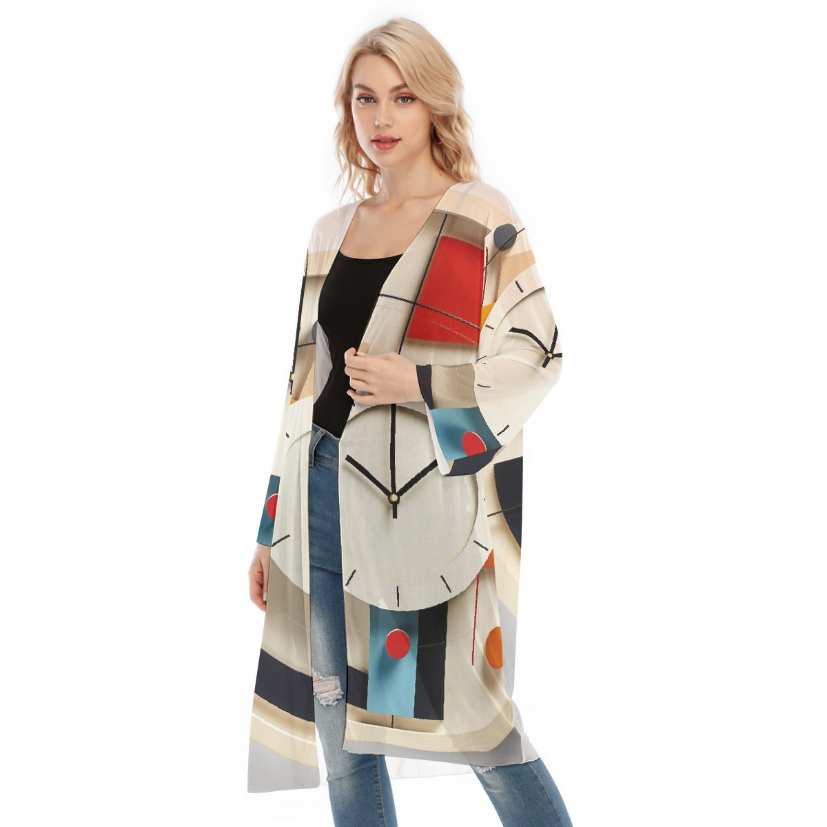 All- Over Print Women's Long Sleeve Mesh Cardigan