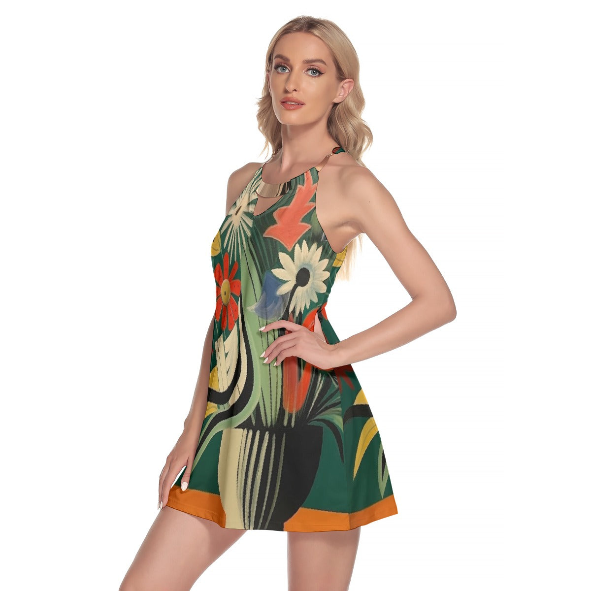 All-Over Print Women's Round Neck Above Knee Dress