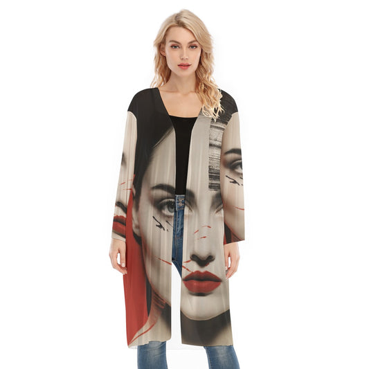 All- Over Print Women's Long Sleeve Mesh Cardigan