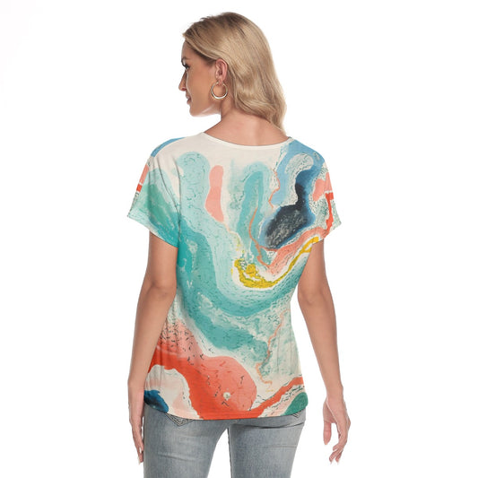 All-Over Print Women's Loose V-neck Short Sleeve T-shirt